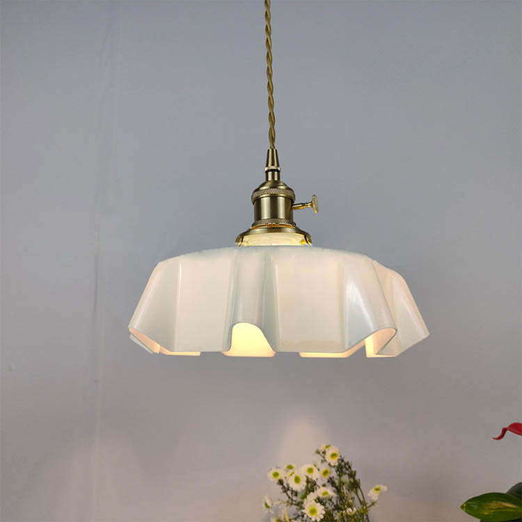 Japanese Cream Petal Glass Pendant Light