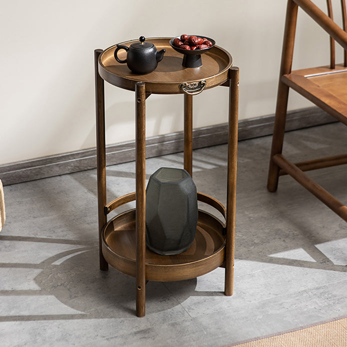 Chinese Bamboo Tray 2-Tier End Table