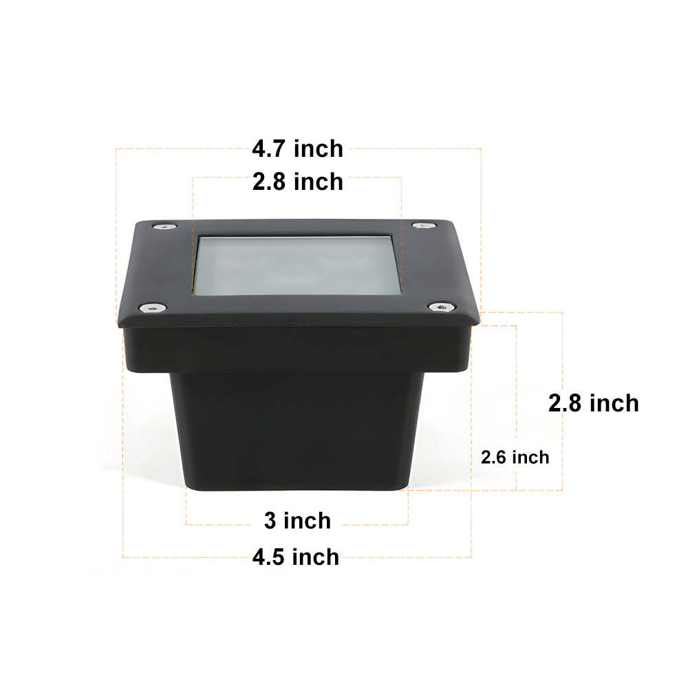 5-Light LED Modern Square In-Ground Well Lights Step Deck Lighting with Light Sensor for Pathways-Lighom