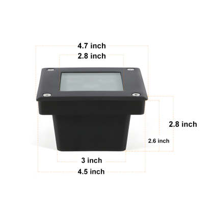 5-Light LED Modern Square In-Ground Well Lights Step Deck Lighting with Light Sensor for Pathways-Lighom