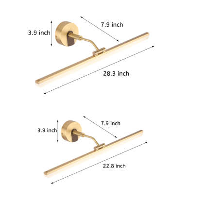 Adjustable LED Bathroom Vanity Mirror Light with Rotatable Flat Bar in Gold/Black Finish-Lighom