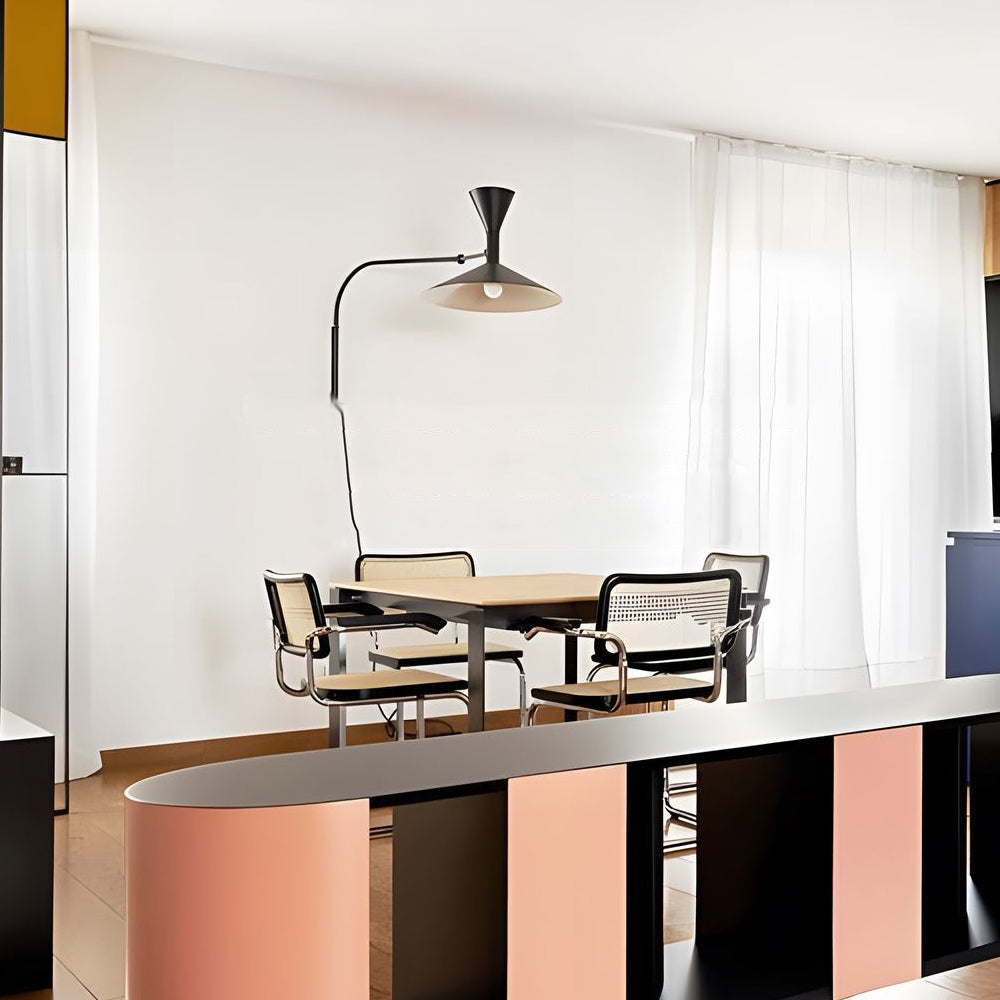 Marseille Swing Arm Wall Lamp Adjustable Long Metal Arm Trumpet Sconce-Lighom