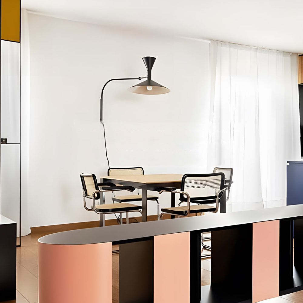 Marseille Swing Arm Wall Lamp Adjustable Long Metal Arm Trumpet Sconce-Lighom