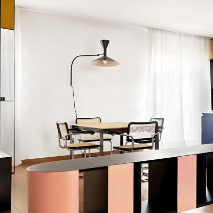 Marseille Swing Arm Wall Lamp Adjustable Long Metal Arm Trumpet Sconce-Lighom