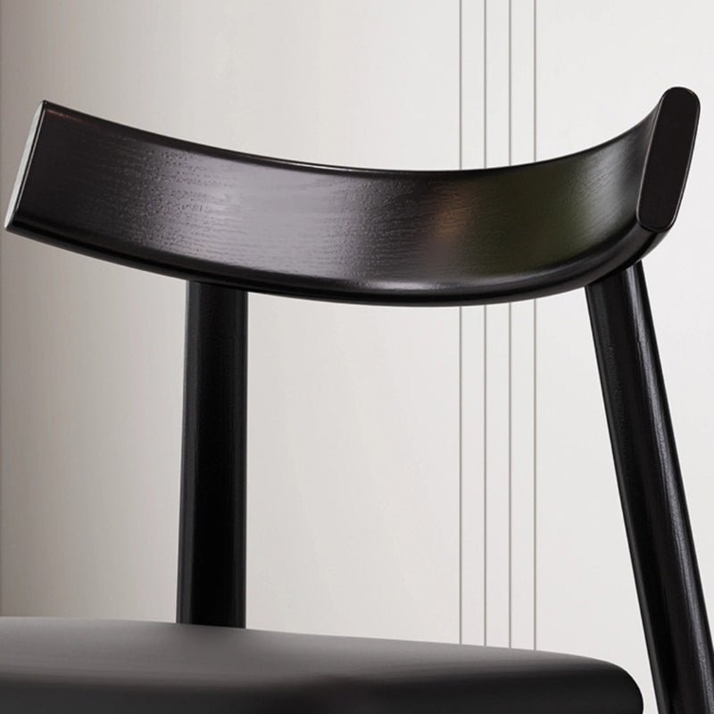 Nordic Upholstered Curved Leather Wood Dining Chair