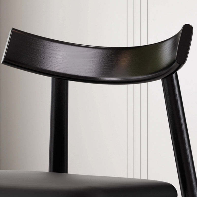 Nordic Upholstered Curved Leather Wood Dining Chair