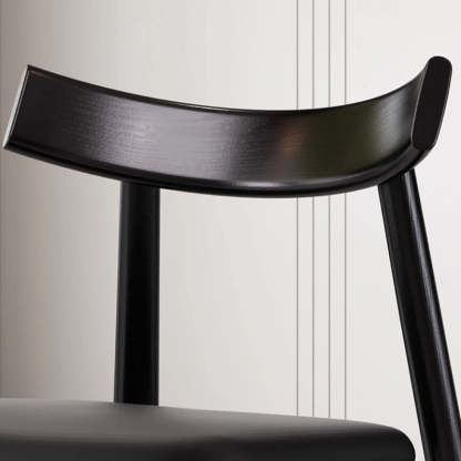 Nordic Upholstered Curved Leather Wood Dining Chair