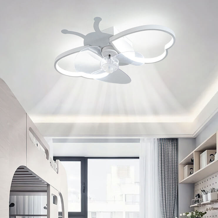 Nordic Silicone Butterfly LED Flush Mount Ceiling Fan Light
