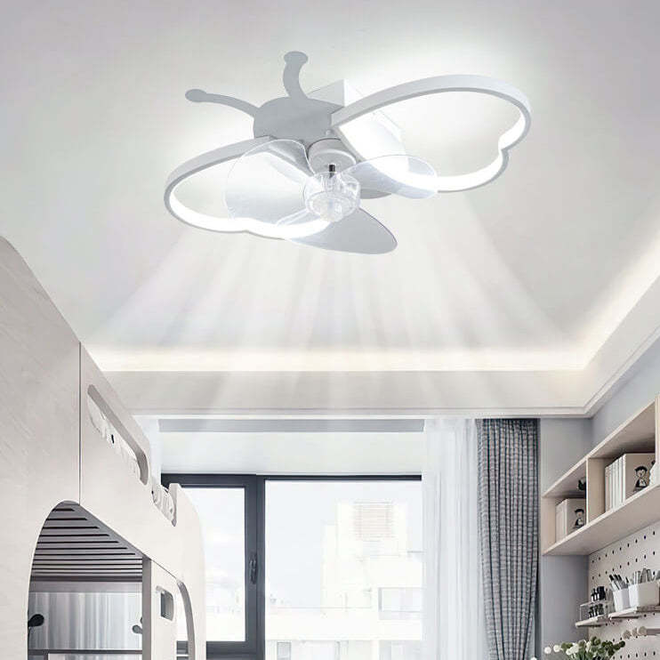 Nordic Silicone Butterfly LED Flush Mount Ceiling Fan Light