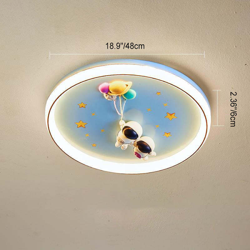 Cartoon Planet Resin Astronaut Acrylic LED Kids Flush Light