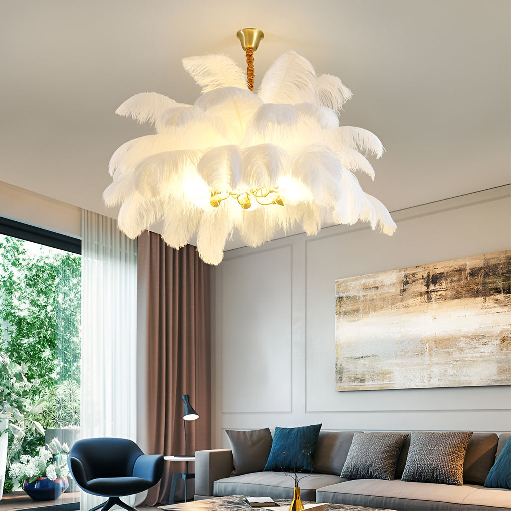 Feather Copper Nordic Flush Mount Chandelier