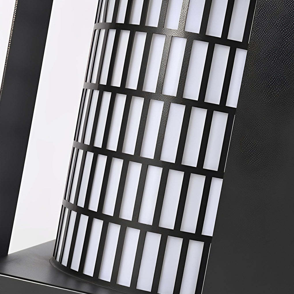 Square Lantern Waterproof LED Black Modern Backyard Landscaping Lights-Lighom