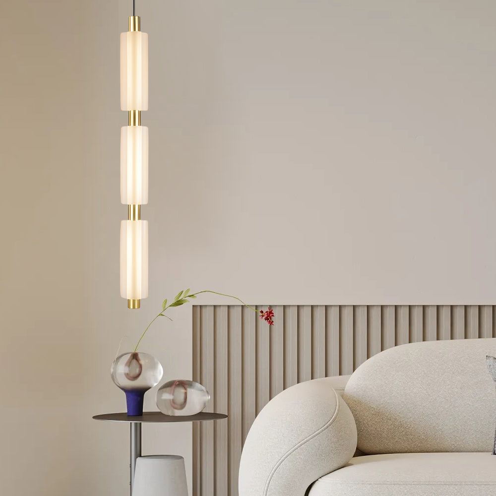 1/2/3-Head Acrylic Cylinder Modern Pendant Light, Gold/Black