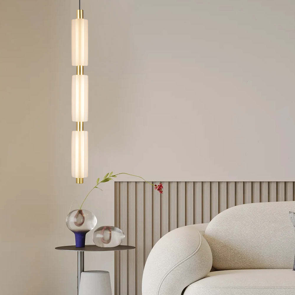 1/2/3-Head Acrylic Cylinder Modern Pendant Light, Gold/Black
