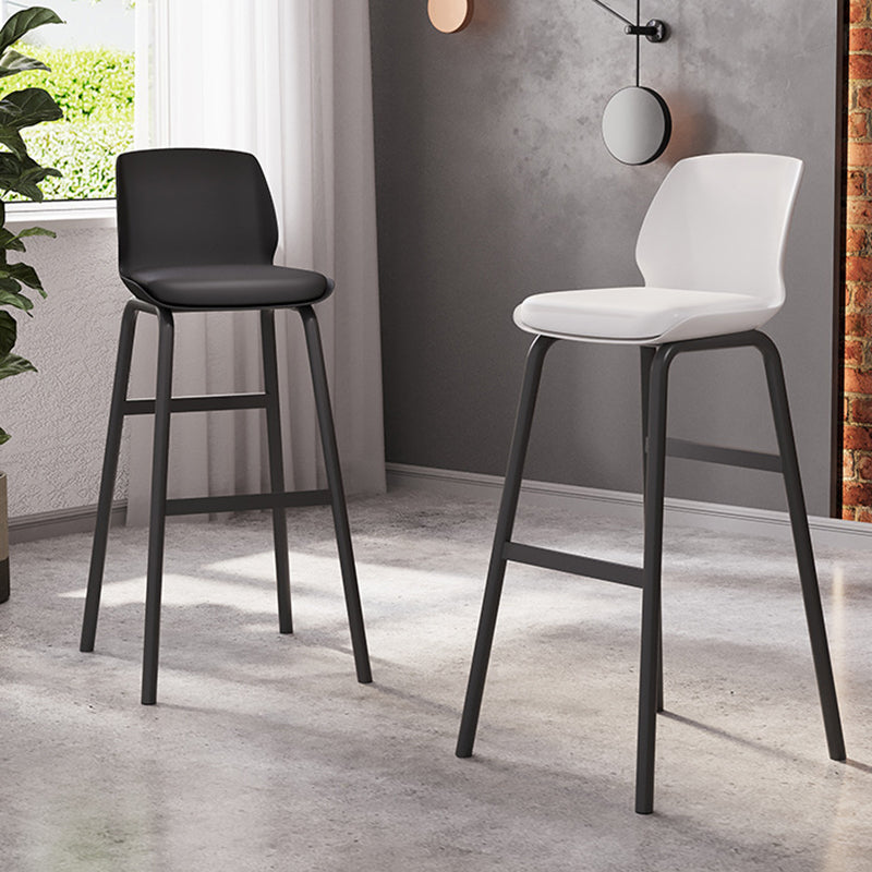 Nordic Square Leather Iron Plastic Bar Stool — White
