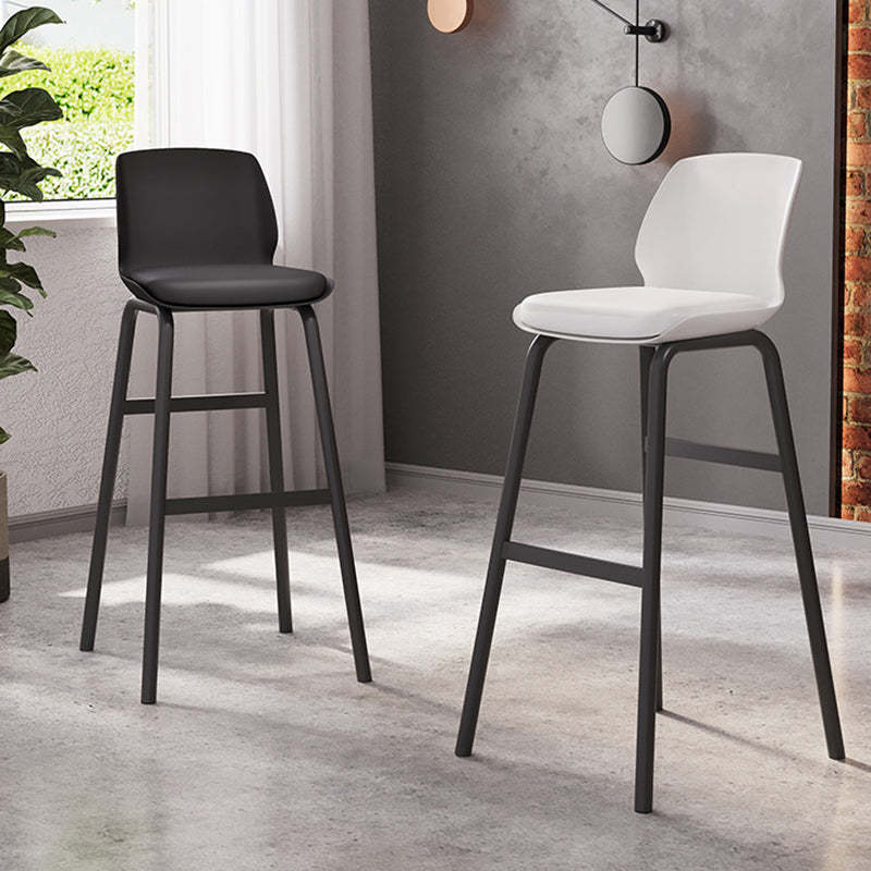 Nordic Square Leather Iron Plastic Bar Stool — White
