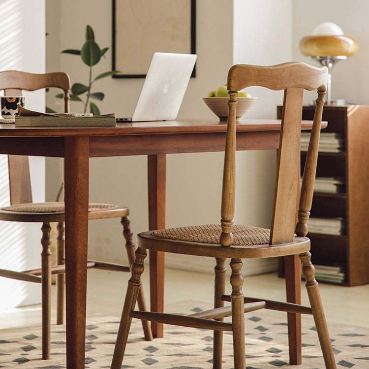 Vintage Scallop Wood Slat-Back Dining Chair