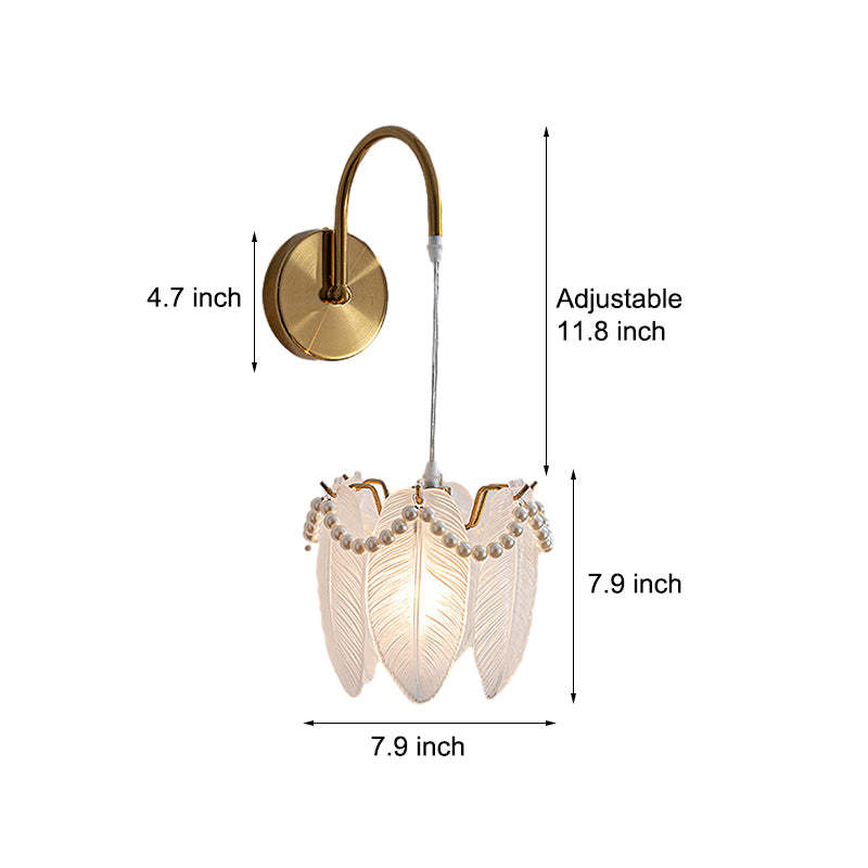 Glass Leaves Feathers Three Step Dimming Nordic Creative Wall Lights Fixture-Lighom