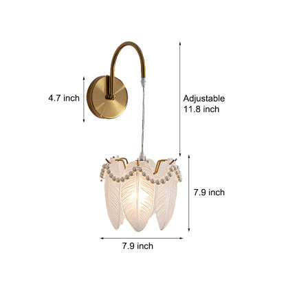 Glass Leaves Feathers Three Step Dimming Nordic Creative Wall Lights Fixture-Lighom