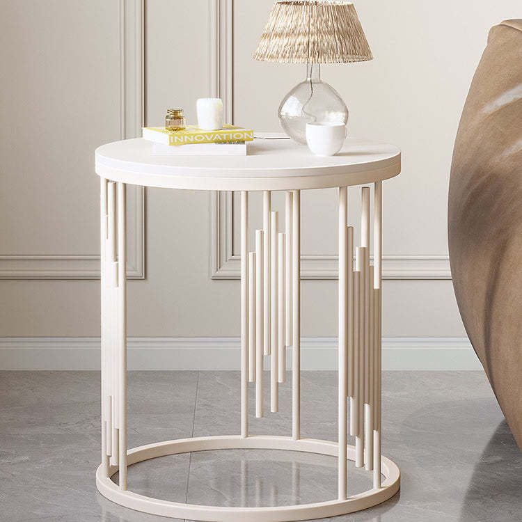 Scandinavian Rock Slab Carbon Steel End Table — Brown Tabletop + Gold Frame