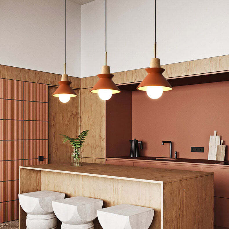 Nordic Macaron Wood Cement Pendant Light
