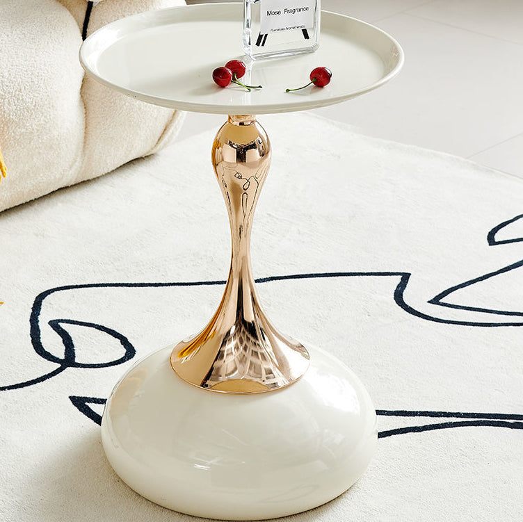 Contemporary Circle Tray Iron End Table