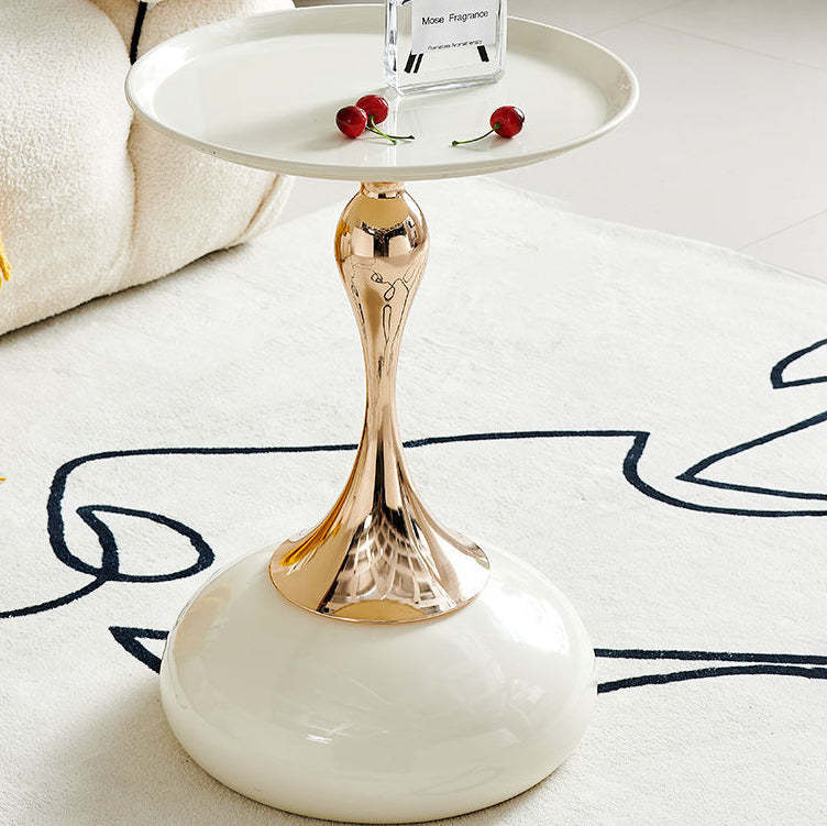 Contemporary Circle Tray Iron End Table