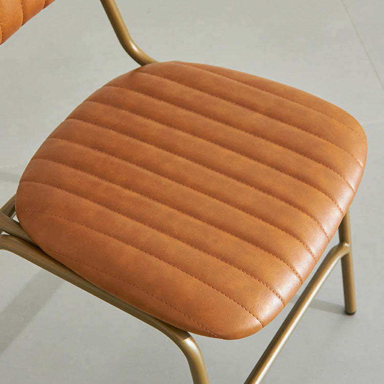 Industrial Leather Iron Striped Dining Chair — Orange