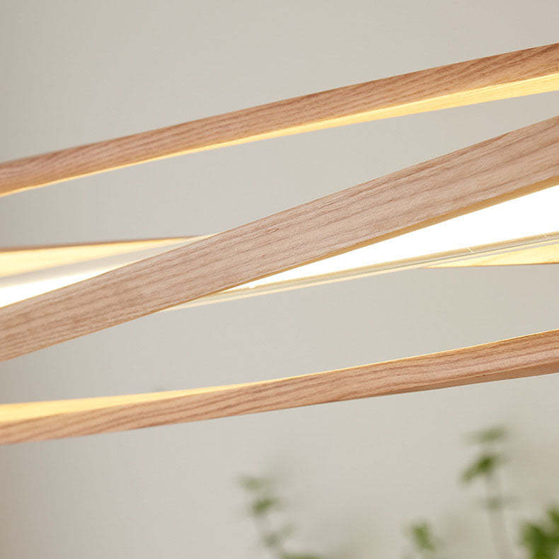 Japanese Log Long Column Brass LED Island Chandelier