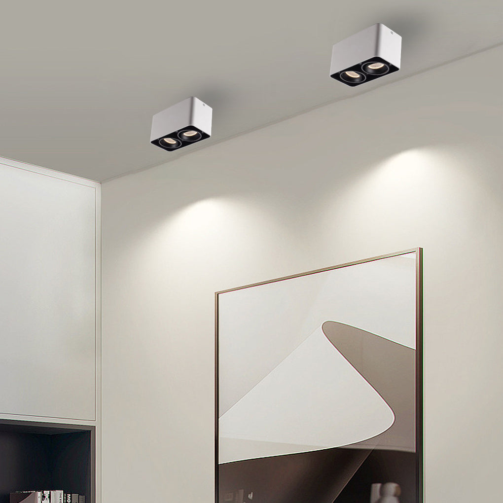 Square Adjustable 3-Step Dimming LED Ceiling Grille Light — White / 1-Light / Warm White