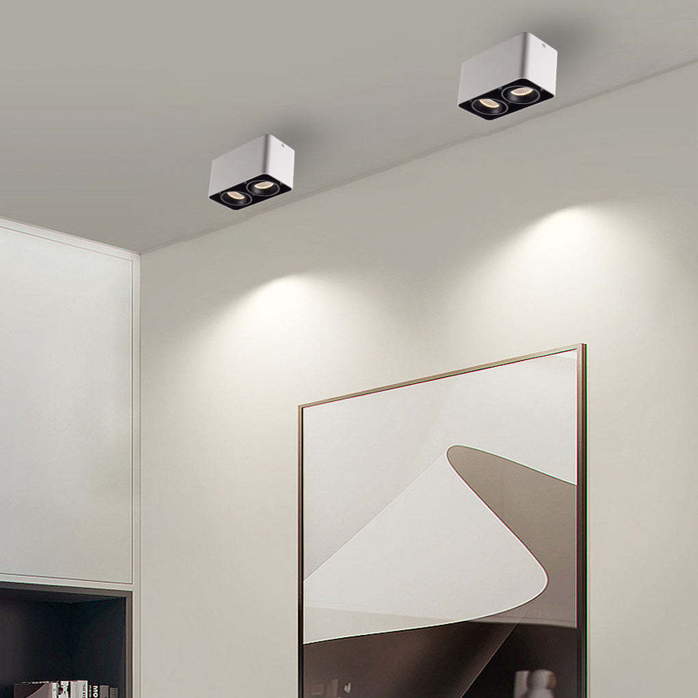 Square Adjustable 3-Step Dimming LED Ceiling Grille Light — White / 1-Light / Warm White
