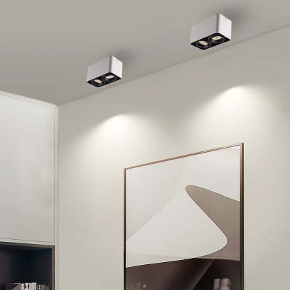 Square Adjustable 3-Step Dimming LED Ceiling Grille Light — White / 1-Light / Warm White