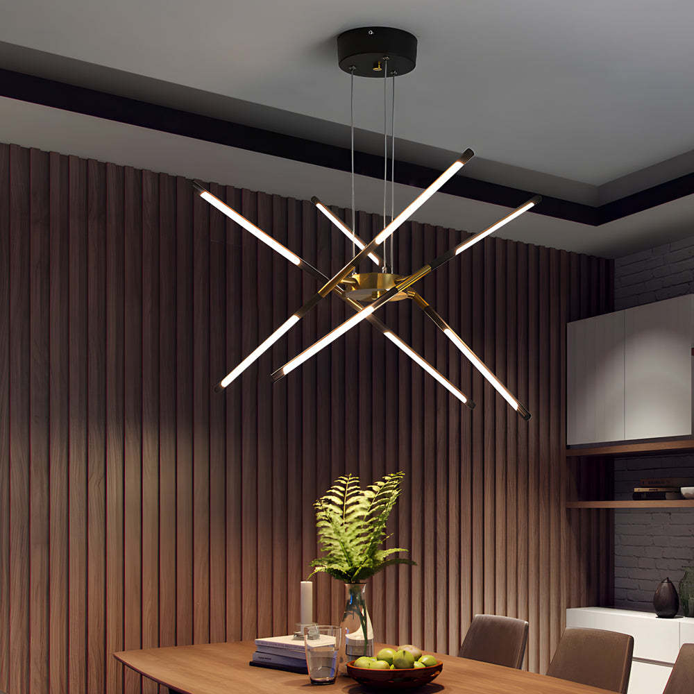 Modern Stepless Dimming Long Strip Sputnik — 3-Light / Gold
