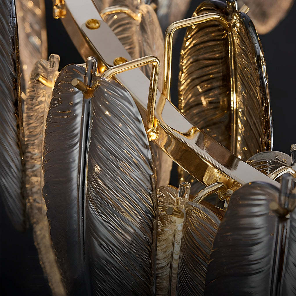 Romantic Creative Feathers Glass Three Step Dimming Modern Chandelier-Lighom