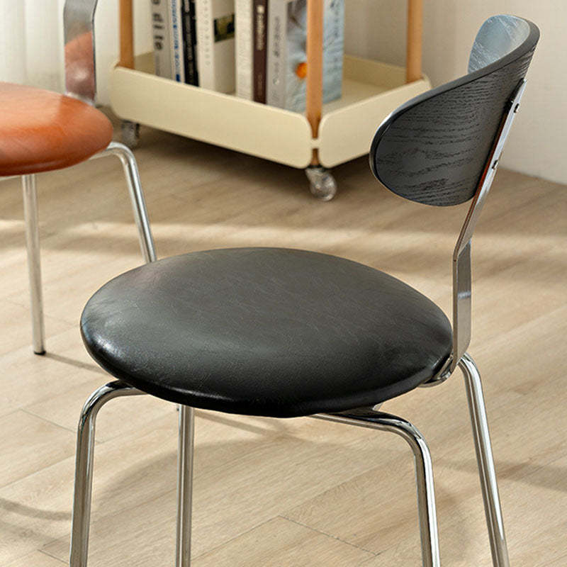 Minimalist Round Wood Iron Dining Chair