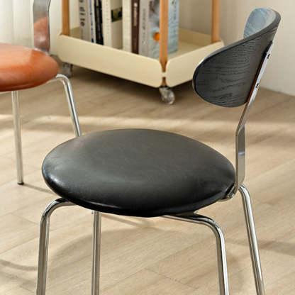 Minimalist Round Wood Iron Dining Chair