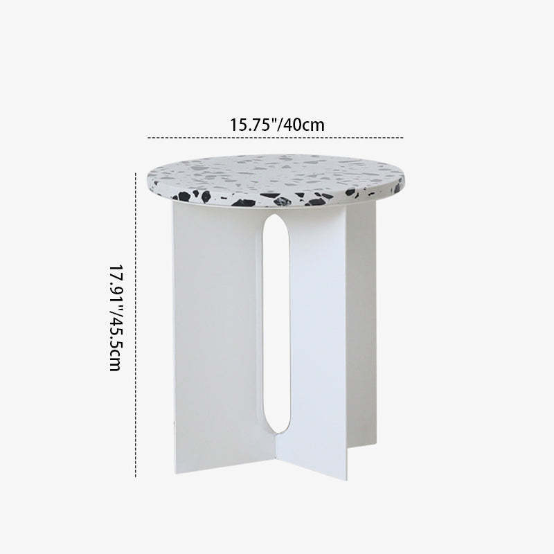 Modern Round Terrazzo Steel Coffee Table — D