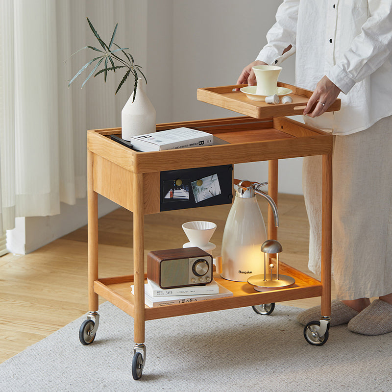Scandinavian Wood Glass 2-Tier Coffee Table