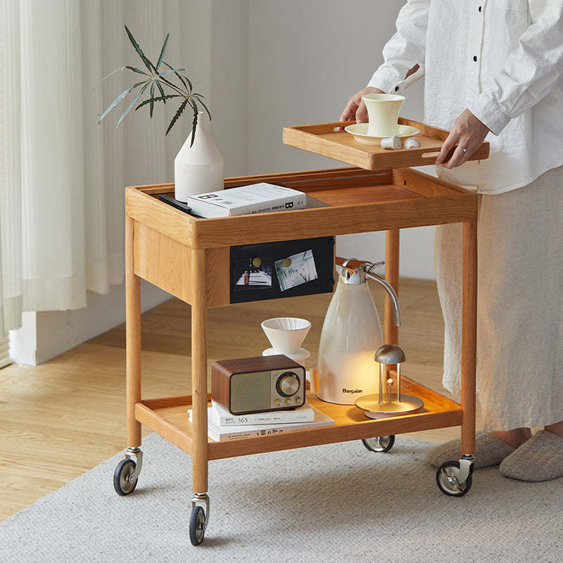 Scandinavian Wood Glass 2-Tier Coffee Table