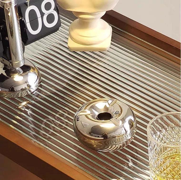 Minimalist Steel Glass Wood End Table