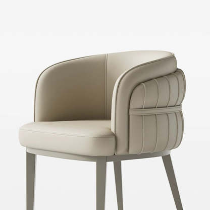 Curved PU Leather Steel Dining Chair