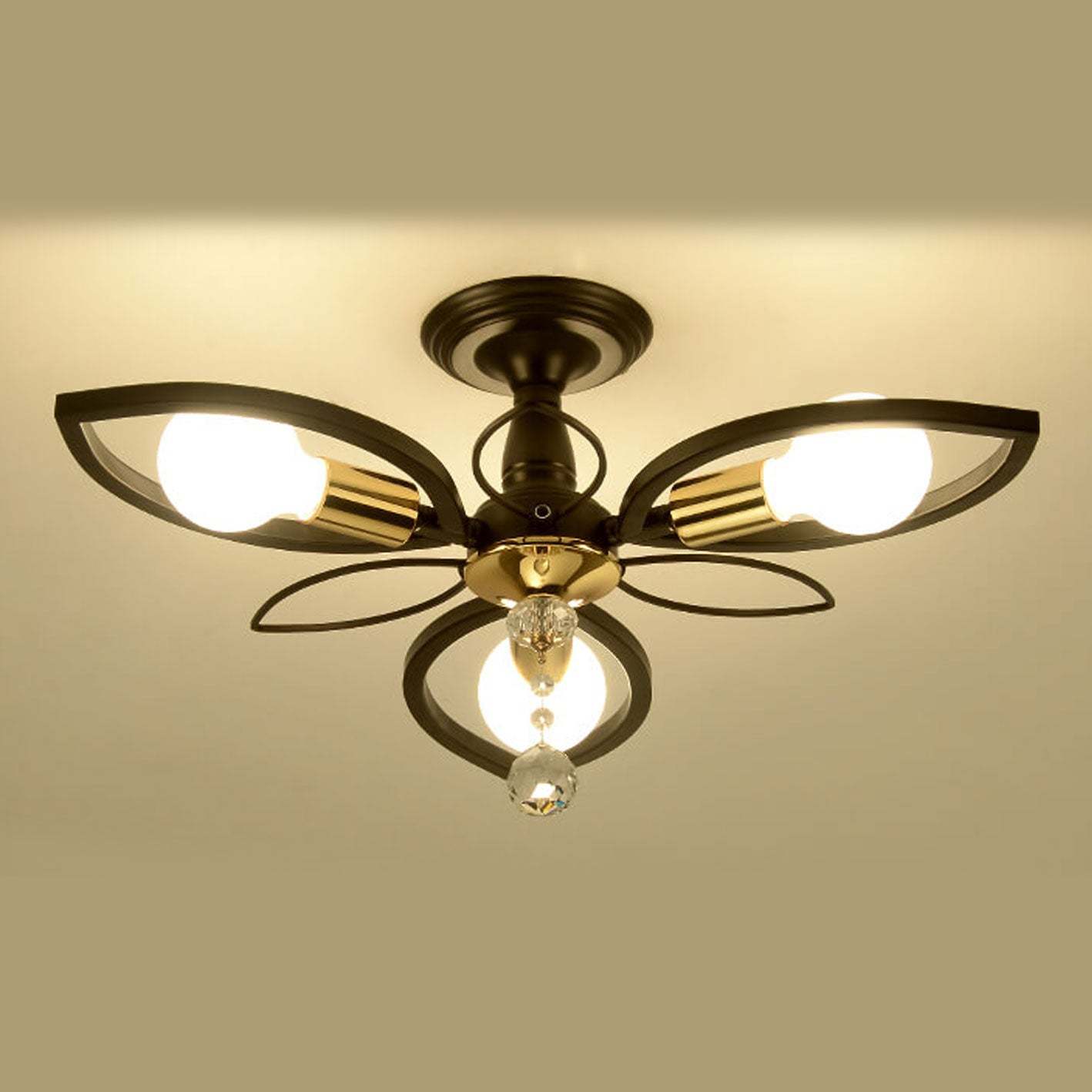 Nordic Wrought Iron Crystal 6/8-Light Flush Mount