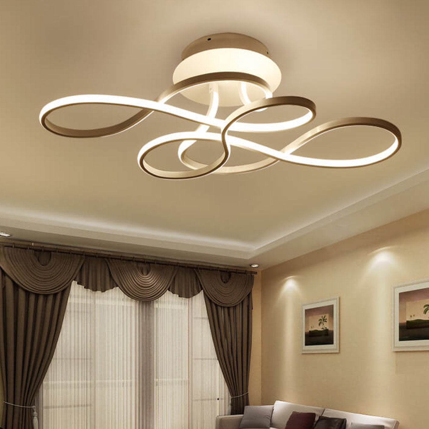 Minimalist Aluminum Acrylic Line LED Flush Mount Light