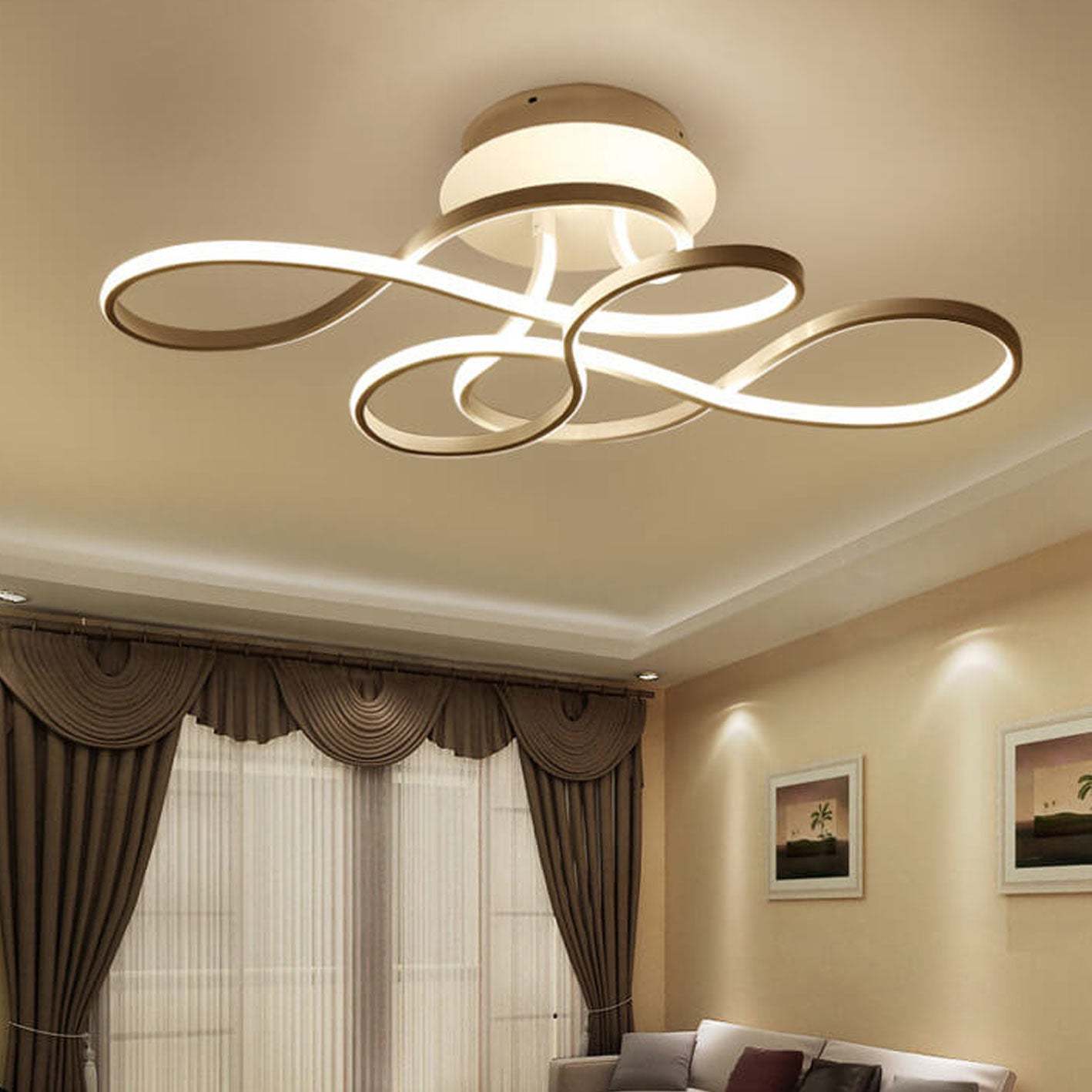 Minimalist Aluminum Acrylic Line LED Flush Mount Light