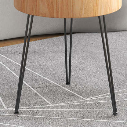 Minimalist Round Annual Wood Steel Coffee Table