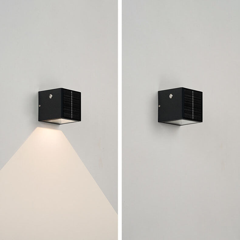 Modern Black Die-Cast Aluminum Solar Wall Light