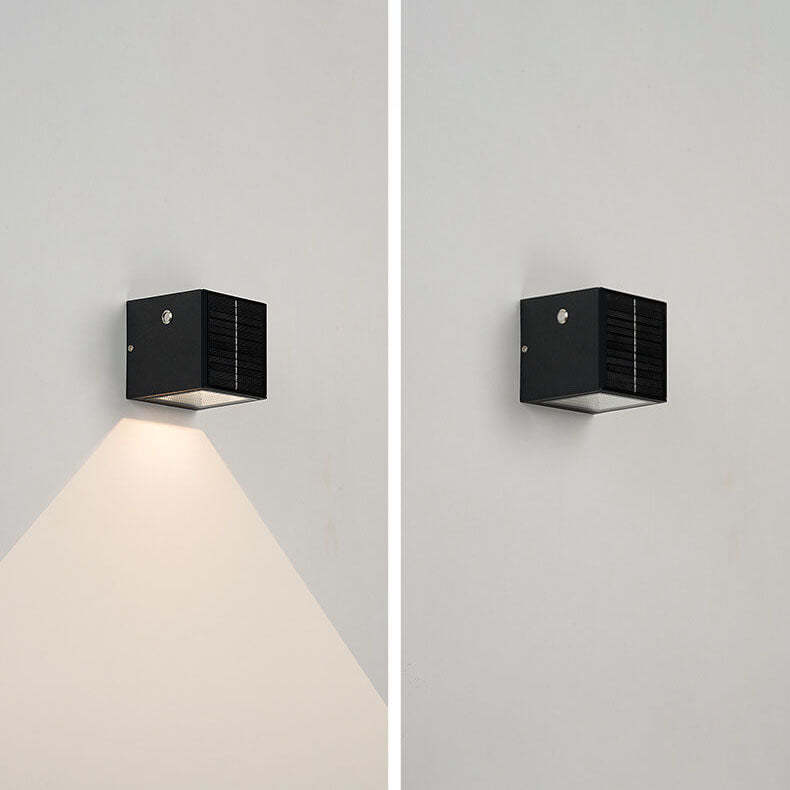 Modern Black Die-Cast Aluminum Solar Wall Light