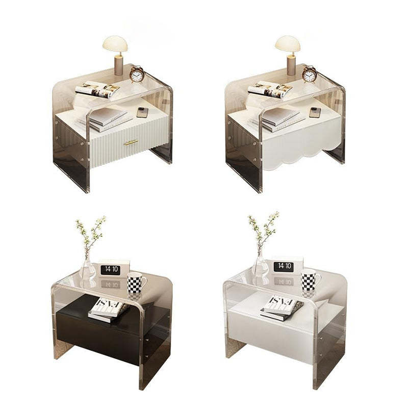 Modern Acrylic Solid Wood 1-Drawer Nightstand