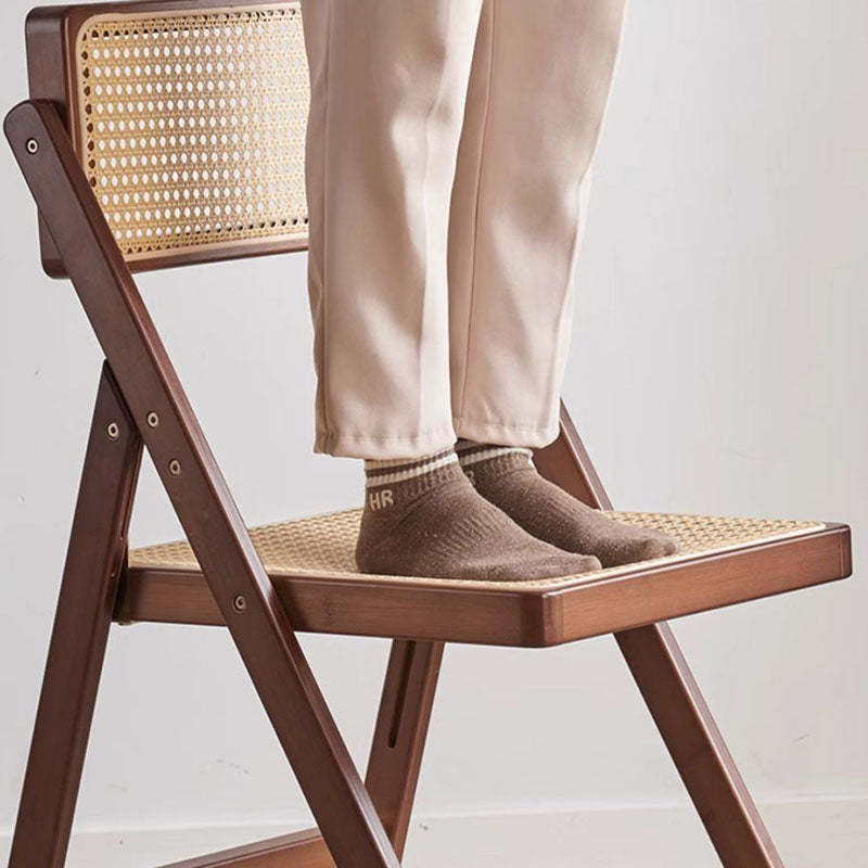 Minimalist Foldable Rattan Wood Dining Chair