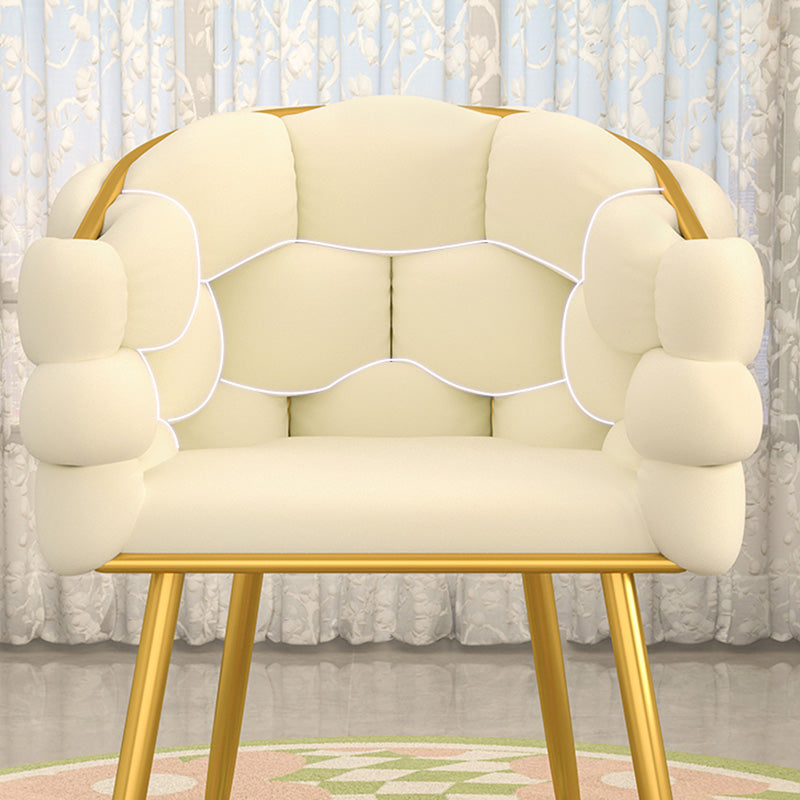 Scandinavian Curved Velvet Tufted Vanity Stool — Without Pillow / Latex / Sky Blue